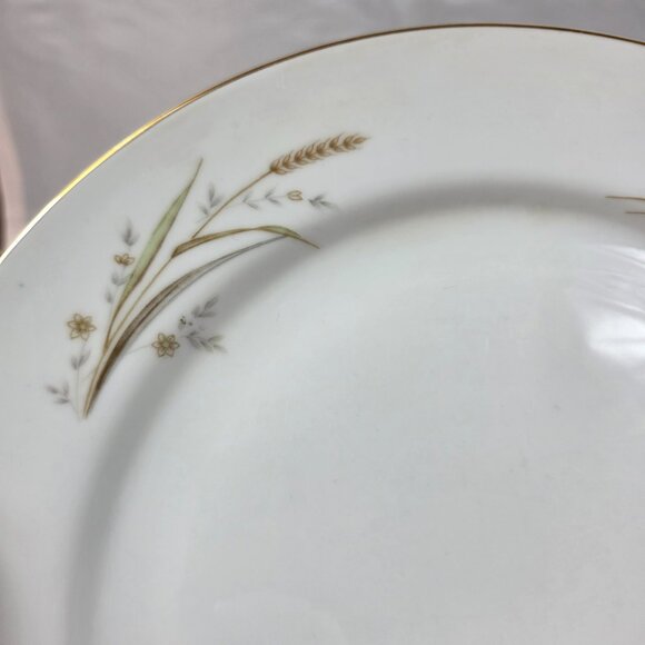 FOUR Fine China of Japan Golden Harvest Dinner Plates Gold Wheat Sprays on Rim - Picture 3 of 13